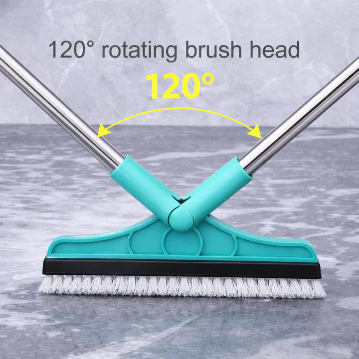 2-in-1 Floor Scrubber Brush & Rubber Wiper for Tiles & Bathrooms